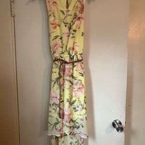 As U Wish Yellow Floral High Low Dress